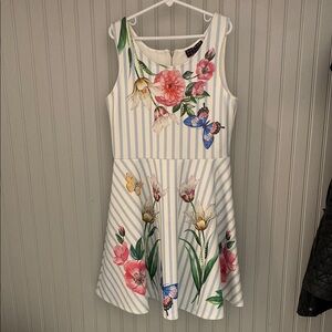 Hannah Banana Blue Striped Floral Dress